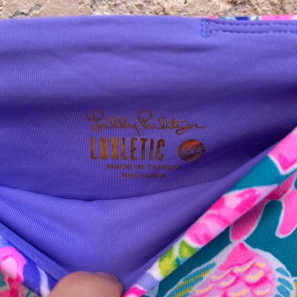 Lilly Pulitzer Weekender Crop Leggings 21” Maldives Green Turtle Wave XS - Picture 4 of 6